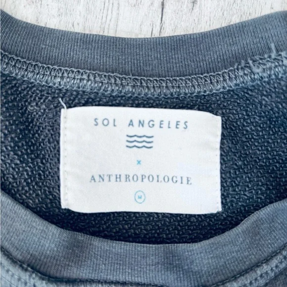 Anthropologie | Sol Angeles Black Gray Chic' Sweatshirt Medium - Picture 6 of 7